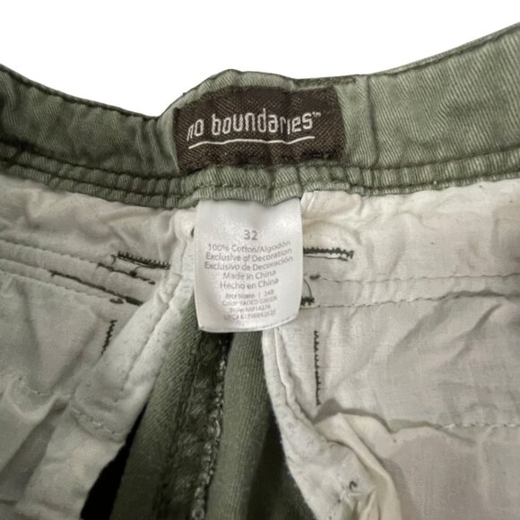 Mens No Boundaries Cargo Shorts 32 Olive Green 100% Cotton - Picture 2 of 4